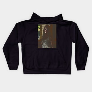 Very sad beautiful girl with blue eyes, rough and noisy textures. So beautiful, so sad. Kids Hoodie